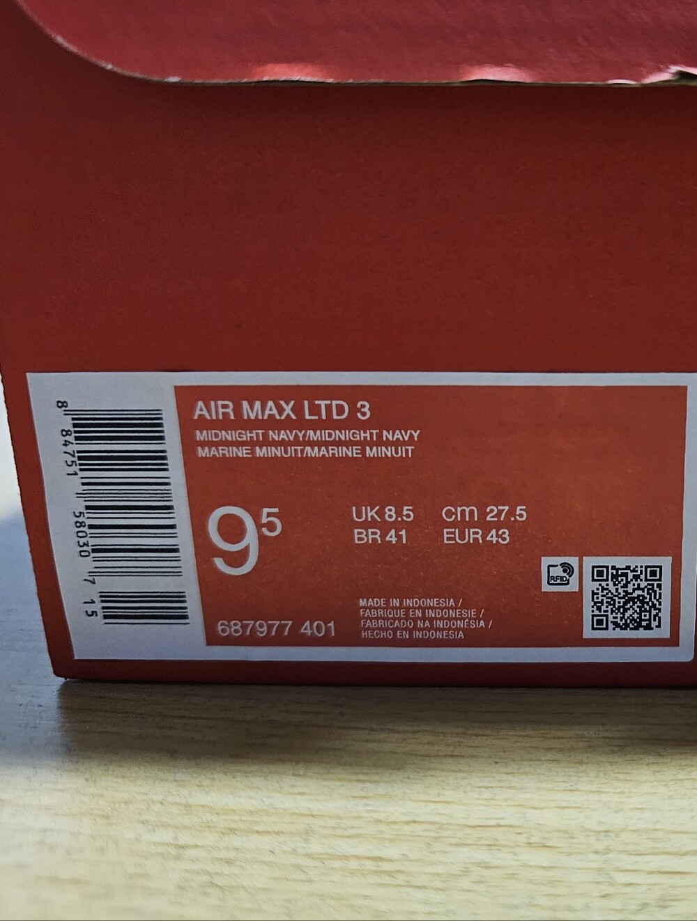 Nike Air Max LTD 3 Midnight Navy Size 9.5